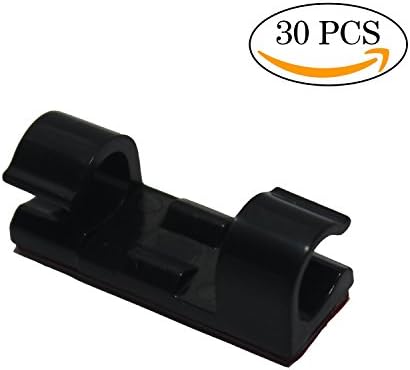 Transparent double Self-Adhesive Cable Clips Organizer Drop Wire Holder Cord Management Pack of 30 (Black)