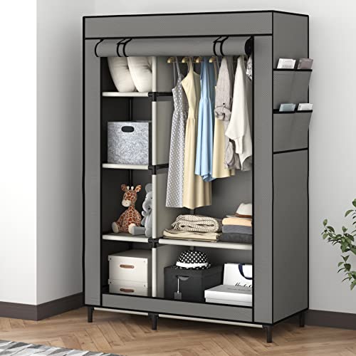 Buzowruil Canvas Wardrobe Portable Closet Wardrobe Clothes Storage with