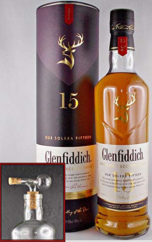Flasche Glenfiddich Solera 15 Jahre Single Malt Whisky + Glaskugelportionierer