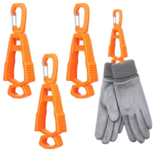 Mabor Glove Clips for Work Glove Holders, Gloves Holder Clips, 3Pcs Work Gloves Holder for Duty Belt, Belt Clip for Construction Worker Mitten Grabber, Orange