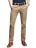 Mens Casual Slim-Tapered Flat-Front Pants Khaki Lable 34