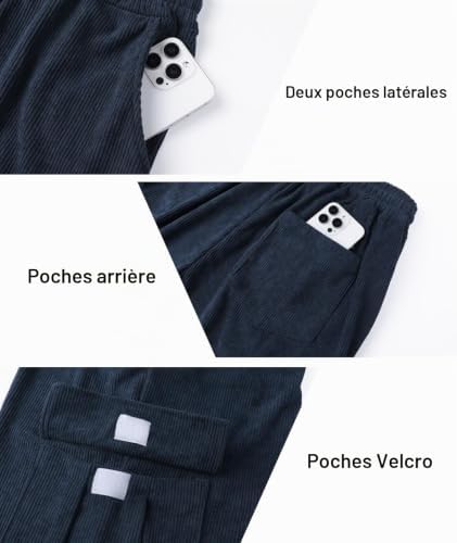 Shorts Homme Casual Court Shorts en Velours avec Cargo Poches