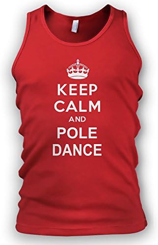 Paranoid Penguin Keep Calm and Pole Dance V2 Mens Vest Tank Top - Gift For Husband - Gift For Boyfriend - Funny T-Shirt (Small, Red)