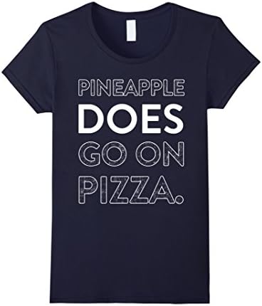 Women's Pineapple Does Go On Pizza T Shirt Medium Navy