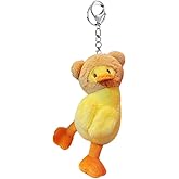 BONICI Creative Funny Cute Wearing Animal Hat Plush Yellow White Duck Pendant Keychain Key-chains Keyrings