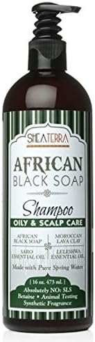 Shea Terra African Black Soap Natural Shampoo for Oily Hair and Scalp Care