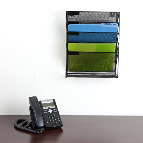 Mind Reader Wall Mounted Newspaper and Magazine Rack for Bathroom, Office, Entryway, Black