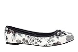 Andres Machado.TG104..Black Flower Print faux Patent Ballet Flats.Big sizes from US 11.5 to 13