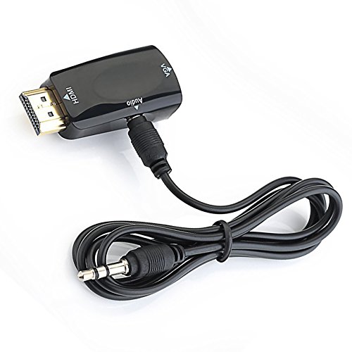 HDMI to VGA, Splaks Tiny Portable HDMI TO VGA with Audio Adapter Male to Female with 3.5mm Audio Output for PC Laptop Power-Free, Raspberry Pi Laptop ,Projector,HDTV,PS3,Xbox STB Blu-ray DVD