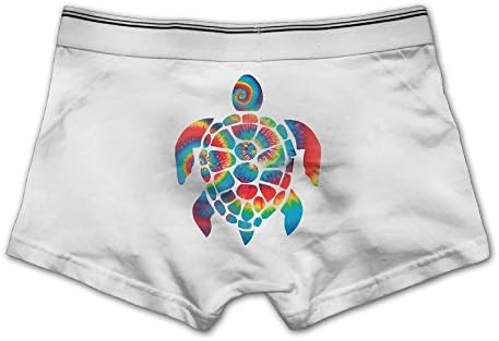 Men's Tie Dye Turtle Underwear Fashion Boxer Briefs Cotton Stretch Low Rise Trunks XL White