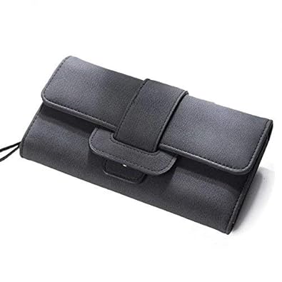 Satyam Kraft Long Leather Card Holder Purse Zipper Buckle Hit Color Wallet