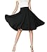 PERSUN Women's Basic Flared High Waist Midi Skater Skirt,White,M