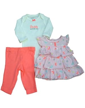 Carters Infant Girls Bodysuit With Leggings & Butterfly Top Outfit 3 PC Set