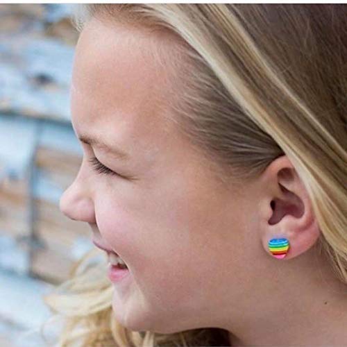Rainbow Heart Earrings on Hypoallergenic Plastic Posts for Metal Sensitive Ears - Thumbnail 5