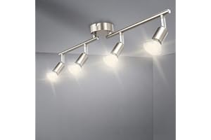 DINGLILIGHTING DLLT Modern LED 4 Light Track Lighting Kit, Flush Mount Wall or Ceiling Spot Lights Fixtures, Flexibly Adjustable Decorative Accent Lamp for Kitchen, Living Room, Bedroom, Hallway GU10 Bulbs Included