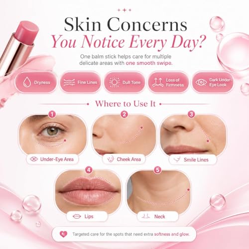 Pink Collagen Volume Multi Balm Stick |Collagen Stick with Volufiline and NAD, Face & Body Moisturizing Balm for Under Eyes, Neck, Forehead, Smile Lines and Lips, Plumping Glow Line Car-2 PC (Pink)