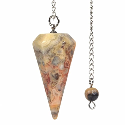 Natural Crazy Lace Agate Gemstone Rock Crystal Hexagonal Pointed Reiki Chakra Pendant Pendulum