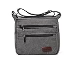 Fabuxry Casual Canvas Zipper Single Adjustable Strap Shoulder Bags Messenger Crossbody Handbags (Gray)