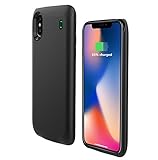 iPhone X Battery Case,Fit Lightning Headphones,U-good 4000mAh Slim/Light Portable Charging Case for iPhone X Battery Charger Case Battery Pack,100% Extra Battery/Lightning Cable Input- Black