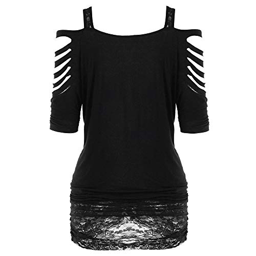 Blouse for Womenï¼ŒMilimieyik Women's Short Sleeve Punk Print T-Shirt Dress Sexy Hole Mini Casual Tops Tee Black