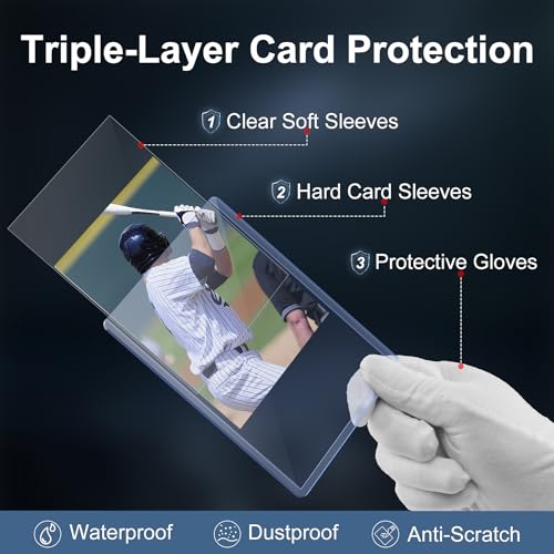 400 Card Sleeves Top Loaders for Cards, 3"x4" Hockey Card Protectors Hard Plastic, Trading Card Sleeves Fit for Hockey and Game Cards (200 Toploaders + 200 Soft Sleeves)