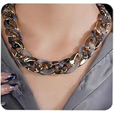 Aimimier Punk Cuban Gold Chain Link Acrylic Choker Necklace for Women