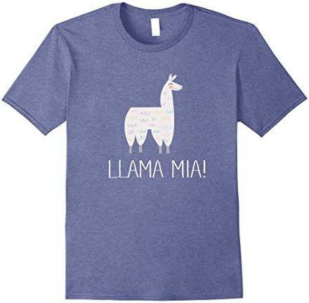 Mens Llama Mia Mama Mother's Day Wife Funny Italian Pun Shirt Large Heather Blue