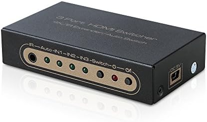 HDMI Swicther Box with Remote Control, ANNKE 3 Port HDMI Switcher with Remote Control and HDMI Audio Extractor Support Full 3D 4K ARC Function 7.1CH / 5.1CH / 2.0CH EDID Setting