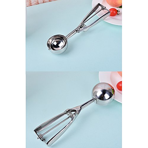 Ice Cream Scoops,Stainless Steel Trigger Ice Cream Scoop Set,Melon Baller Fruit Melon Baller, Melon Scoop Spoon Set of 3 (Small,Medium,Large)