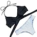 MOOSKINI Womens Push-up Bikini Set Two Piece Halter Bathing Suits Swimsuit (L, Black)