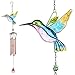 PROMISE YO Hummingbird Wind Chimes, Outdoor Stained Glass Windchimes Indoor Colorful Hummingbird Suncatcher Wind Chimes for Window, Home, Garden, Yard, Patio, Lawn Decoration (Hummingbird Pink Tube)