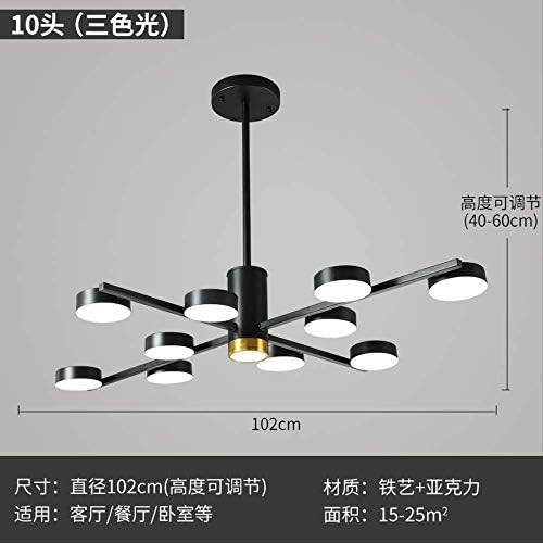 LED Ceiling Light,Living Room Light Luxury Chandelier, Modern Minimalist Bedroom Home lamp Dining Room Creative Art Warm Nordic Lamps 10 Headlights with Patch Three-Color 60V