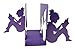 Winterworm 3D Paper-cut Little Girl Is Reading Patten Metal Bookends Book Ends For Kids Teenagers Teachers Students Adults Study Home School Library Office Decoration Birthday Christmas Gift (Purple)