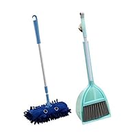 Xifan Mini Housekeeping Cleaning Tools for Children,3pcs Include Mop,Broom,Dustpan (Blue Mop+Frash Blue Broom&Dustpan)