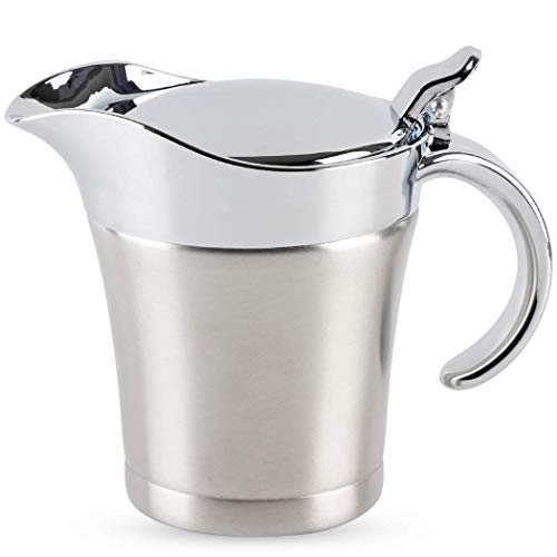 16OZ Stainless Steel Gravy Boat with Spout Hinged Lid 450ML