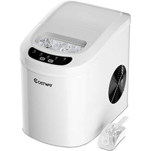 COSTWAY Ice Maker for Countertop, 26LBS/24H Portable & Compact Ice Maker Machine, Ice Cubes Ready in 6 Mins, Electric High Efficiency Express Clear Operation Control Panel with Ice Scoop