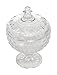 Crown-Embossed Glass Sugar/Candy Dish Bowl with Cover Lid - Transparent