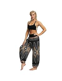 GUOLEZEEV pantalones casuales para dama, cintura ahumada, impresión 3D, yoga, bohemio, sueltos, hippie