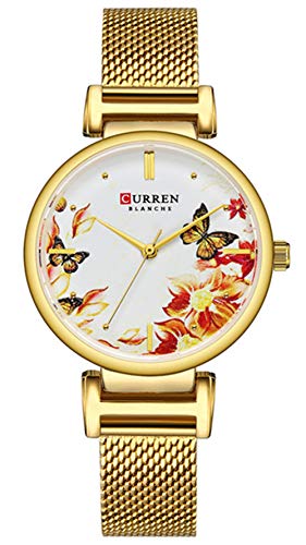 ساعة تونير ساعات نسائية نمط الأزهار الجميلة الوجه الإناث مشاهدة فستان أنيق ساعات المعصم الكوارتز للسيدات مع فرقة الفولاذ المقاوم للصدأ