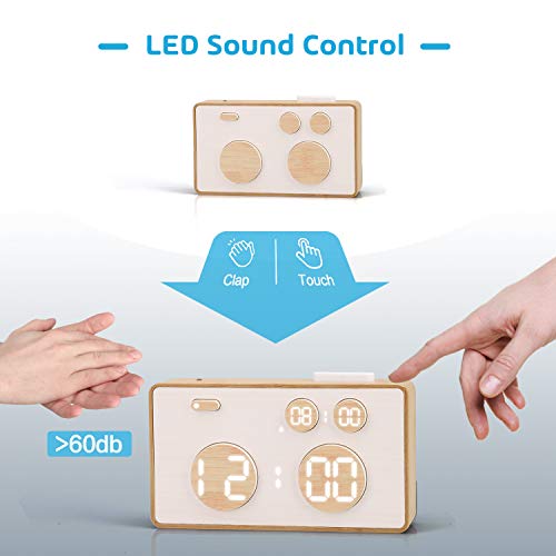 meross Digital Alarm Clock for Bedroom, Table Clock，5 Alarm Settings