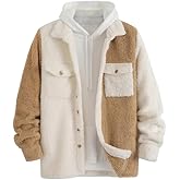 ZAFUL Men's Checked Plaid Color Block Flap Pocket Woolen Turn Down Collar Unisex Coat Long Sleeve Jacket