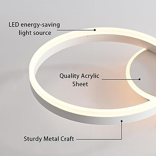Moonm LED Ceiling Light 36 W, Dimmable LED Ceiling Light 3000 K-6000 K | bedroom chandelier with remote control, modern ceiling chandelier, aluminium, living room with two circles, ceiling lights
