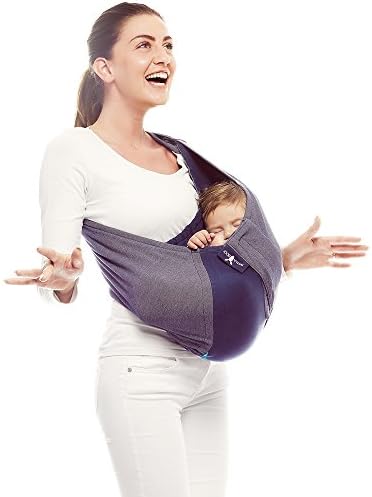 Wallaboo Baby sling Connection, Easy Adjustable and Ergonomic, Newborn 8lbs to 33 lbs, 100% Cotton, 3 Sitting Positions, Color: Blue - Misty