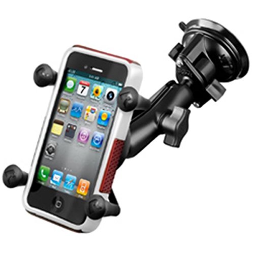 Ram Mount Twist Lock Suction Cup Mount with Universal X-Grip Cell Phone Holder, Black, RAM-B-166-UN7U