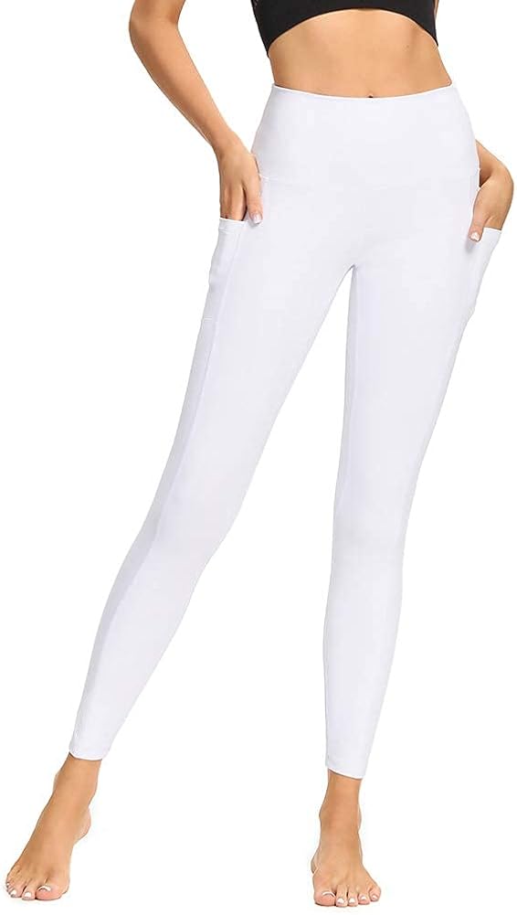 HIGHDAYS High Waist Yoga Pants with Pockets for Women - Soft Tummy Control 4 Way Stretch Workout Leggings: Clothing