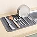 SANNO Silicone Dish Drying Mat Heat Resistant,Counter top Mat Sink Mat Large Drainer Mat and Trivet Countertop Protector-Dishwasher Safe Grey Large 17.7 x 15.7 inch