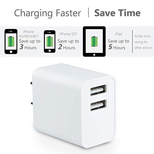 image for XBRN Wall Charger,USB Charger Adapter, 2-Pack 2.1Amp Dual Port Quick C