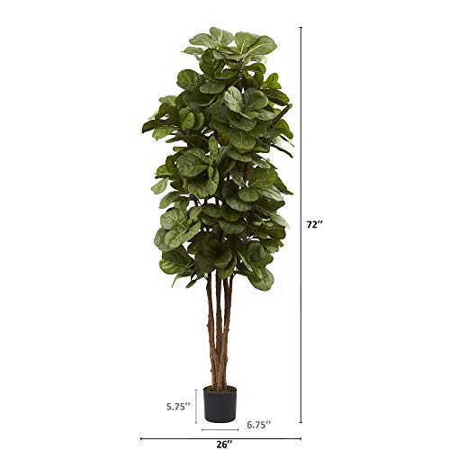 Nearly Natural 6ft Fiddle Leaf Fig Artificial Trees, 72in, Green