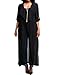Begonia.K Women's Long Sleeve Chiffon Lightweight Maxi Sheer Duster Cardigan (Black, Small)