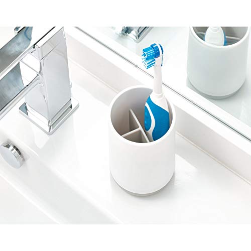 iDesign Cade Holder, Holds Normal Toothbrushes, Spin Brushes, and Toothpaste-White and Gray - Thumbnail 2